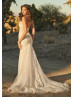 Strapless Sweetheart Neck Ivory Sequined Lace Tulle Wedding Dress